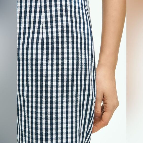 BROOKS BROTHERS Gingham Side-Zip Pant In Bi-Stretch Cotton Twill Sz 6 EUC - Picture 2 of 13